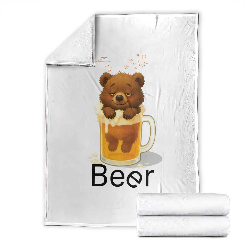 Funny Drinking Lover Throw Blanket Bear In Beer Glass - Wonder Print Shop