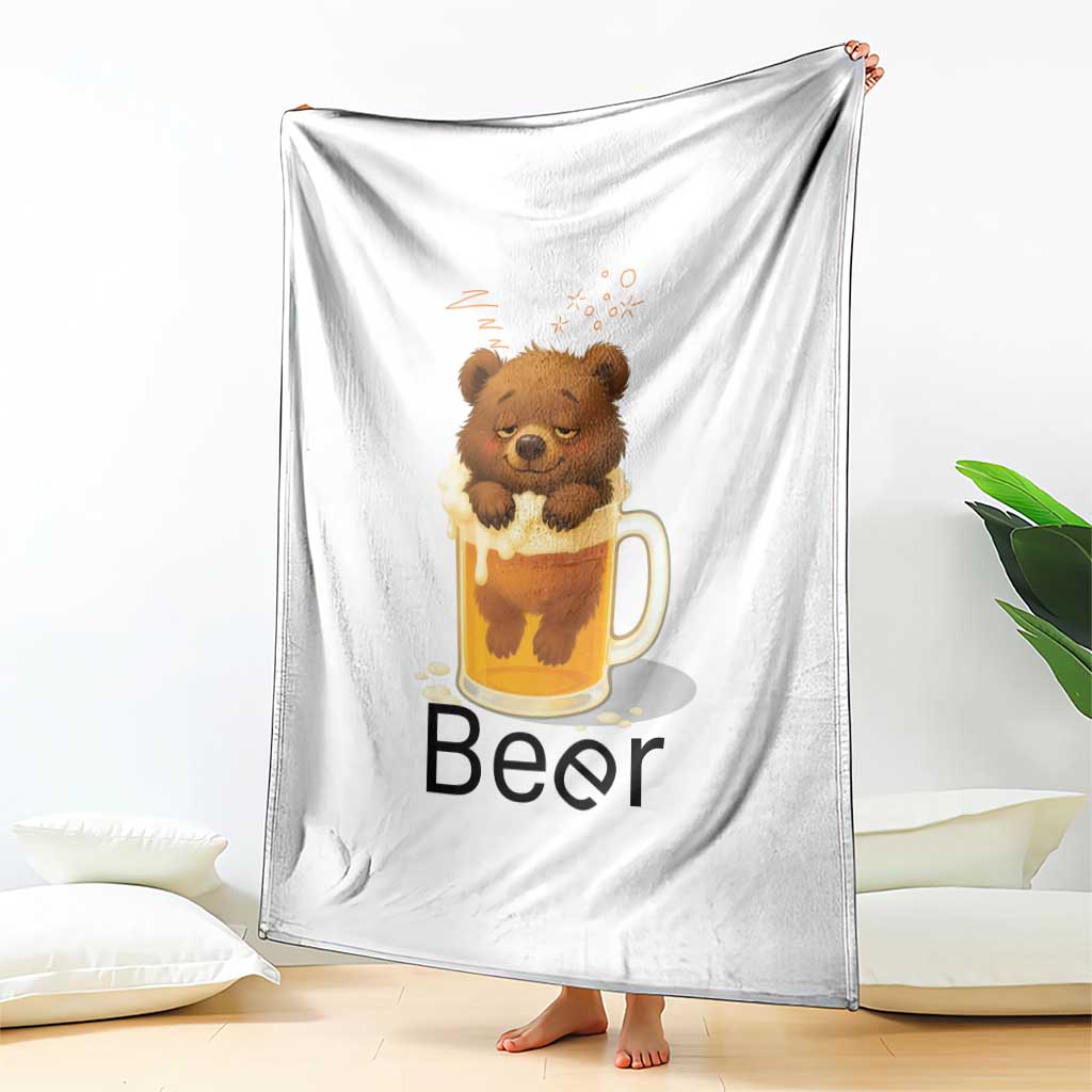 Funny Drinking Lover Throw Blanket Bear In Beer Glass - Wonder Print Shop