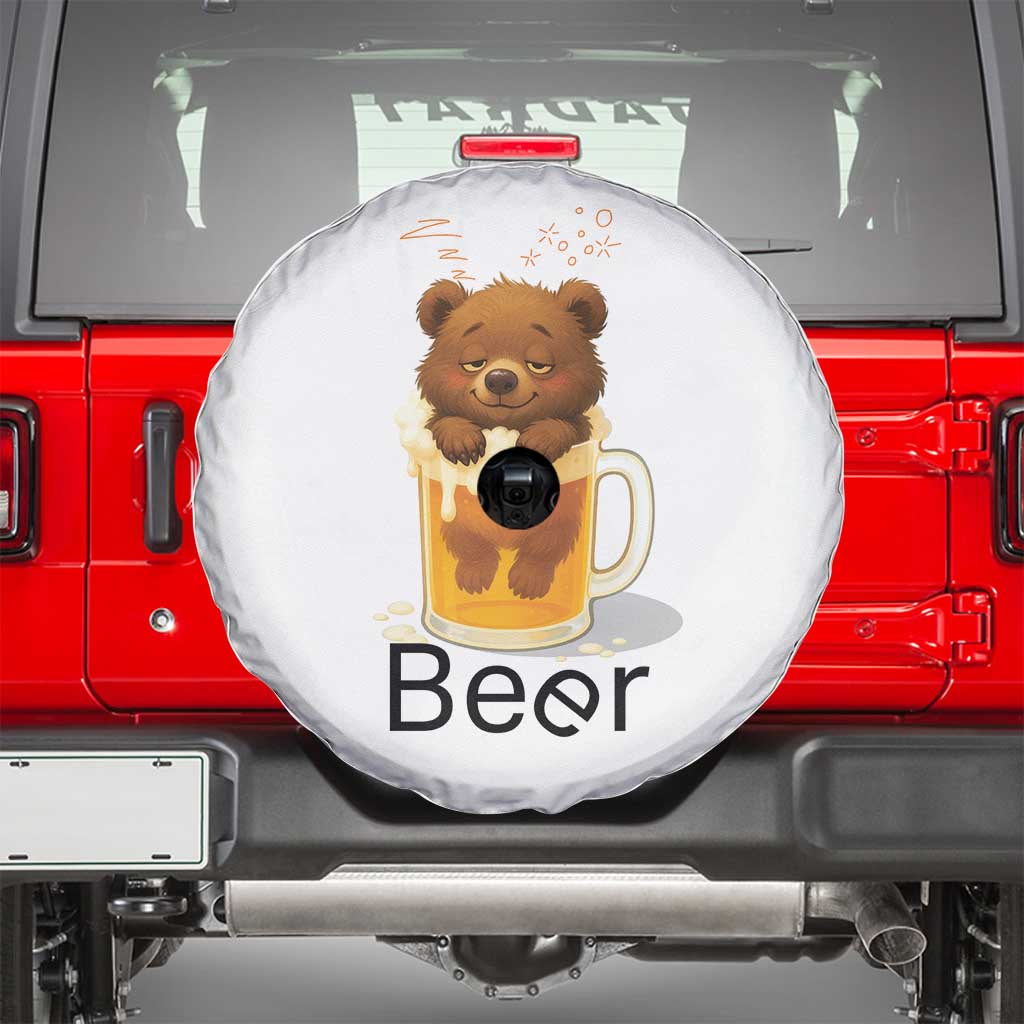 Funny Drinking Lover Spare Tire Cover Bear In Beer Glass - Wonder Print Shop
