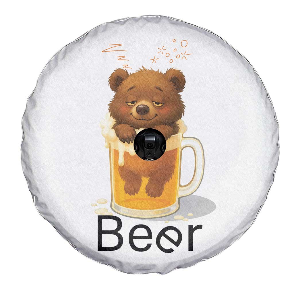 Funny Drinking Lover Spare Tire Cover Bear In Beer Glass - Wonder Print Shop