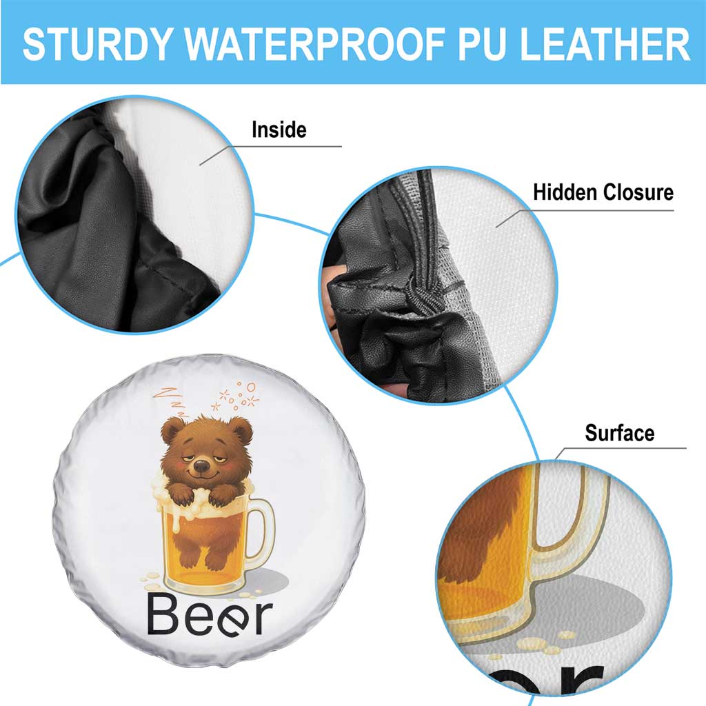 Funny Drinking Lover Spare Tire Cover Bear In Beer Glass - Wonder Print Shop