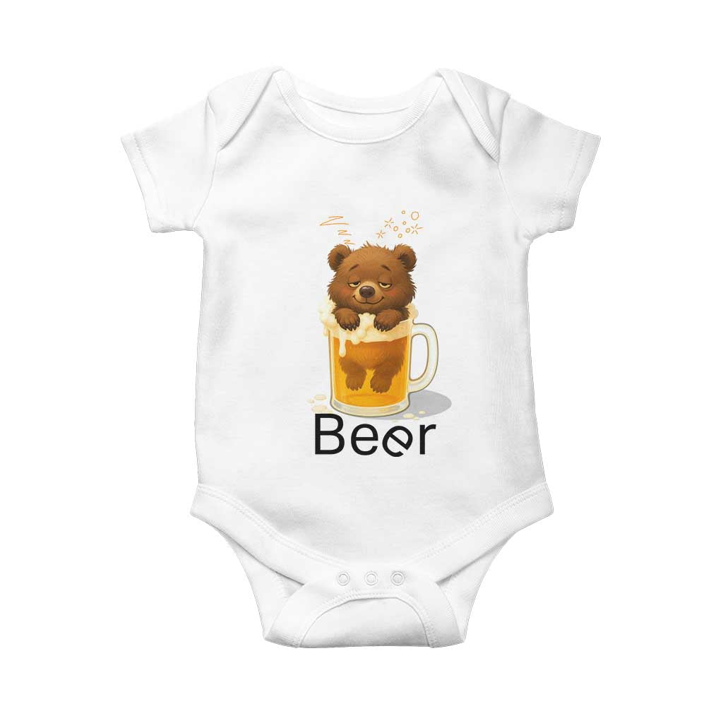 Funny Drinking Lover Baby Onesie Bear In Beer Glass - Wonder Print Shop