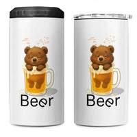 Funny Drinking Lover 4 in 1 Can Cooler Tumbler Bear In Beer Glass