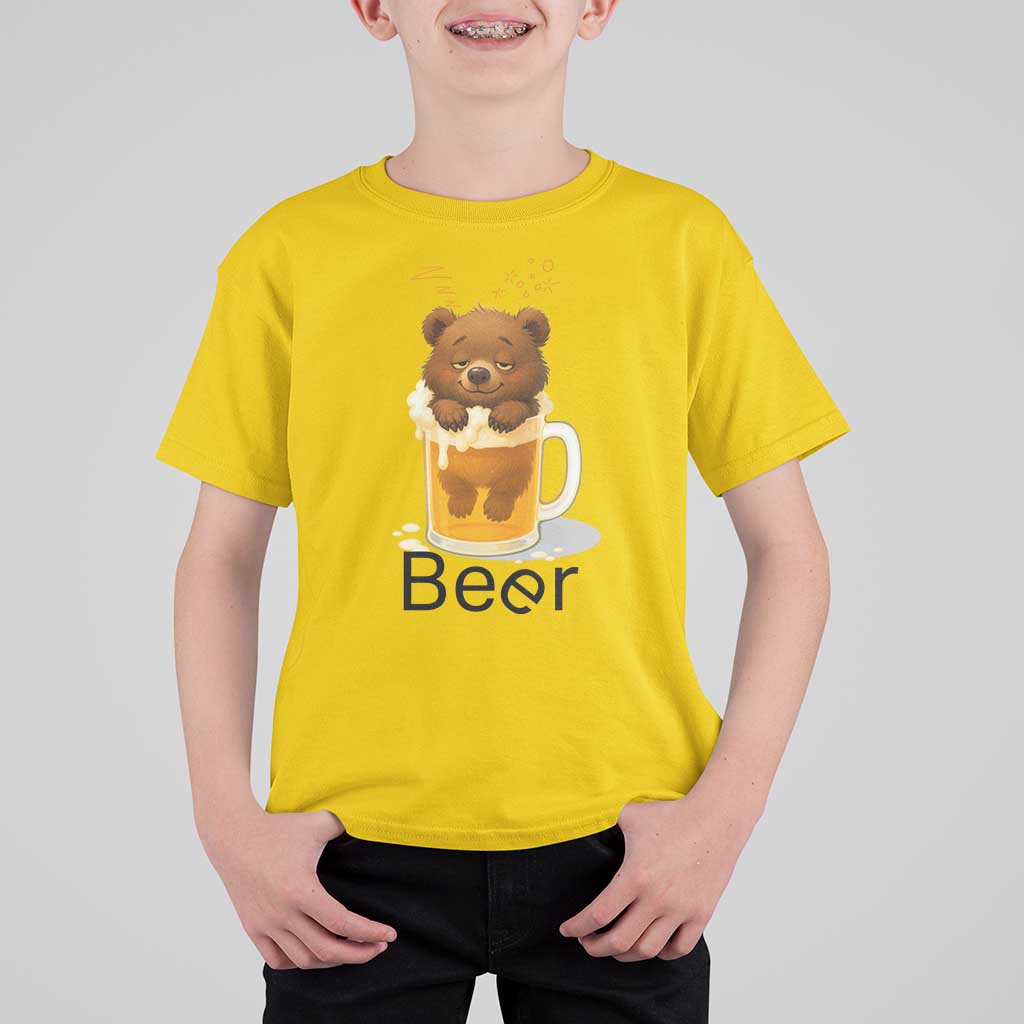 Funny Drinking Lover T Shirt For Kid Bear In Beer Glass - Wonder Print Shop