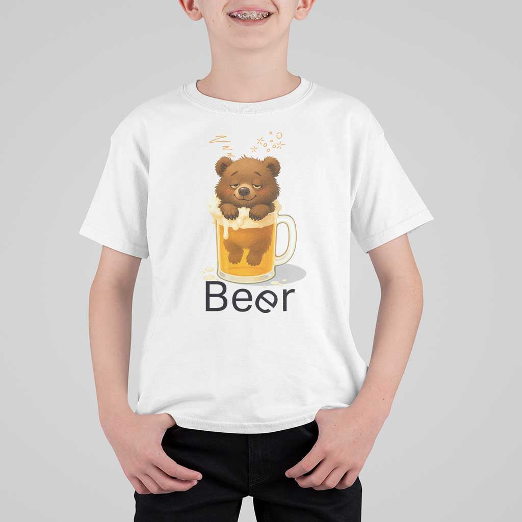 Funny Drinking Lover T Shirt For Kid Bear In Beer Glass - Wonder Print Shop