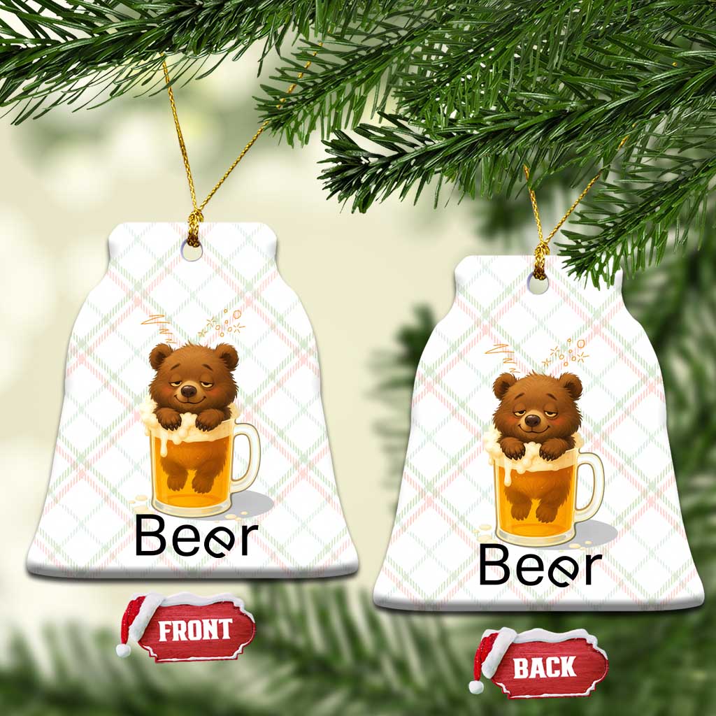 Funny Drinking Lover Ceramic Ornament Bear In Beer Glass - Wonder Print Shop