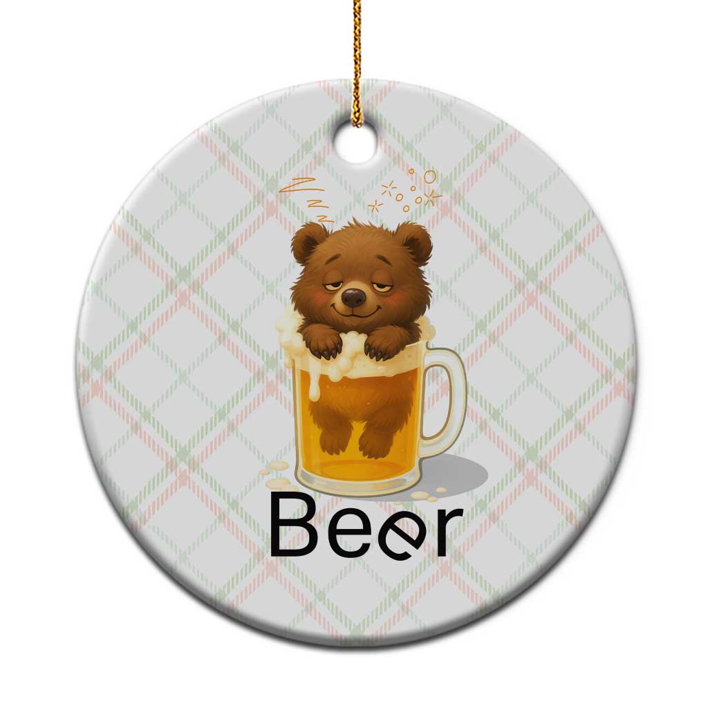 Funny Drinking Lover Ceramic Ornament Bear In Beer Glass - Wonder Print Shop