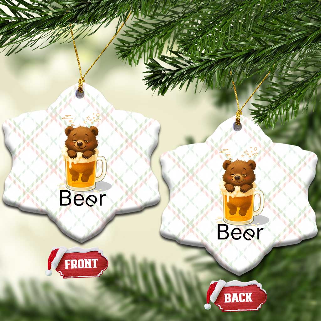 Funny Drinking Lover Ceramic Ornament Bear In Beer Glass - Wonder Print Shop