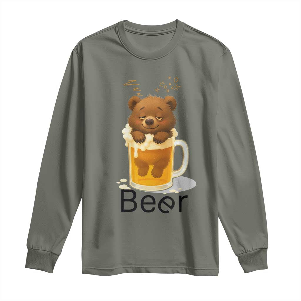 Funny Drinking Lover Long Sleeve Shirt Bear In Beer Glass - Wonder Print Shop