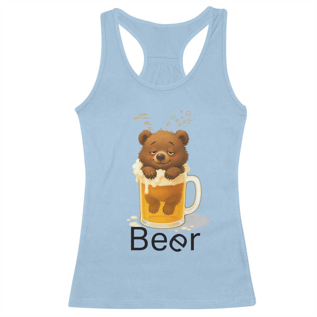 Funny Drinking Lover Racerback Tank Top Bear In Beer Glass - Wonder Print Shop