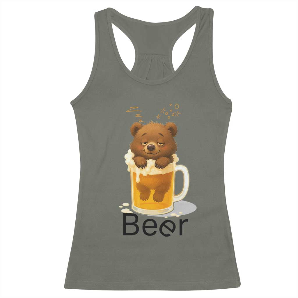 Funny Drinking Lover Racerback Tank Top Bear In Beer Glass - Wonder Print Shop