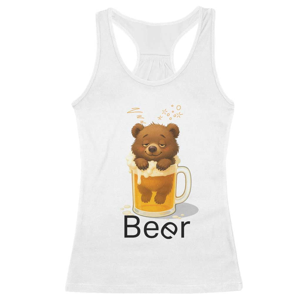 Funny Drinking Lover Racerback Tank Top Bear In Beer Glass - Wonder Print Shop