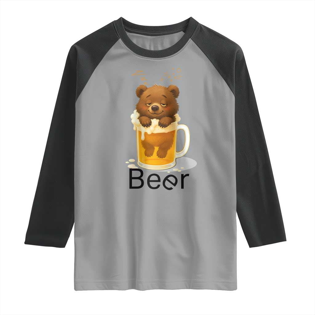 Funny Drinking Lover Raglan Shirt Bear In Beer Glass - Wonder Print Shop