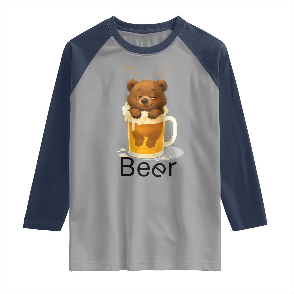 Funny Drinking Lover Raglan Shirt Bear In Beer Glass - Wonder Print Shop