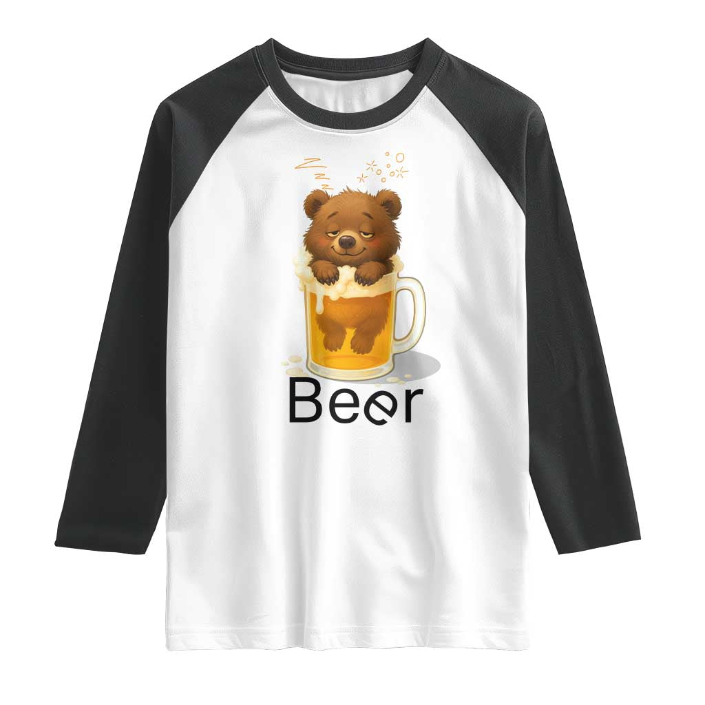 Funny Drinking Lover Raglan Shirt Bear In Beer Glass - Wonder Print Shop