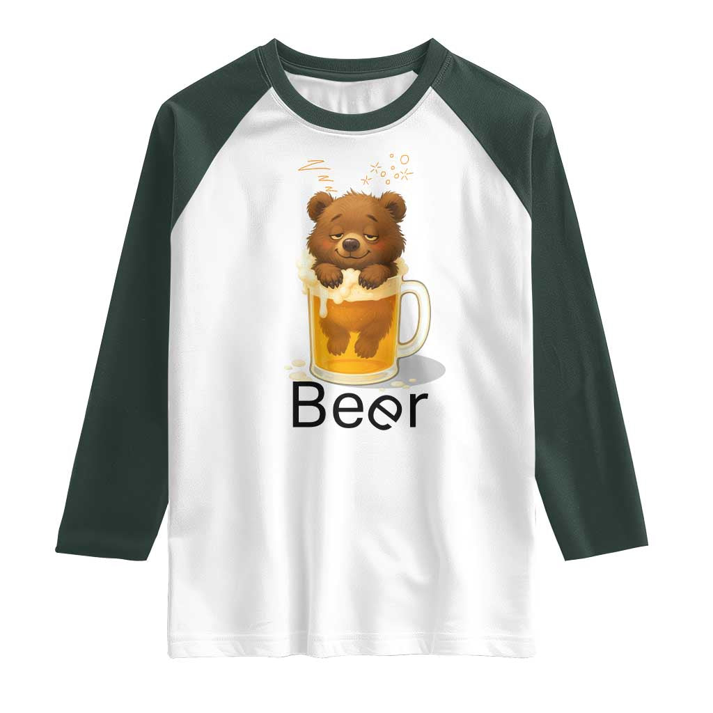 Funny Drinking Lover Raglan Shirt Bear In Beer Glass - Wonder Print Shop