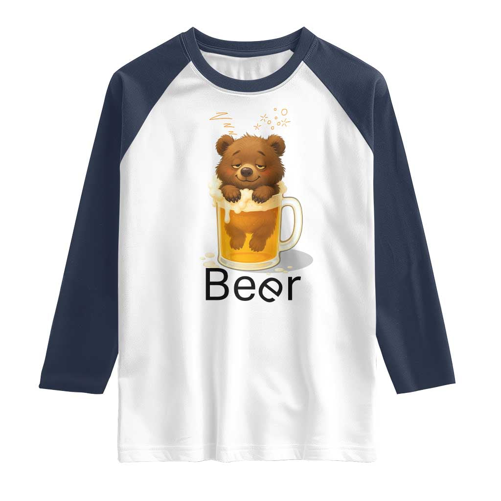 Funny Drinking Lover Raglan Shirt Bear In Beer Glass - Wonder Print Shop