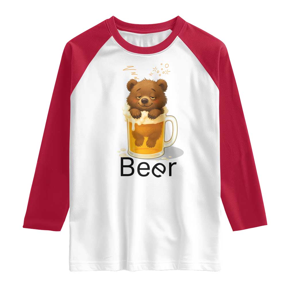 Funny Drinking Lover Raglan Shirt Bear In Beer Glass - Wonder Print Shop