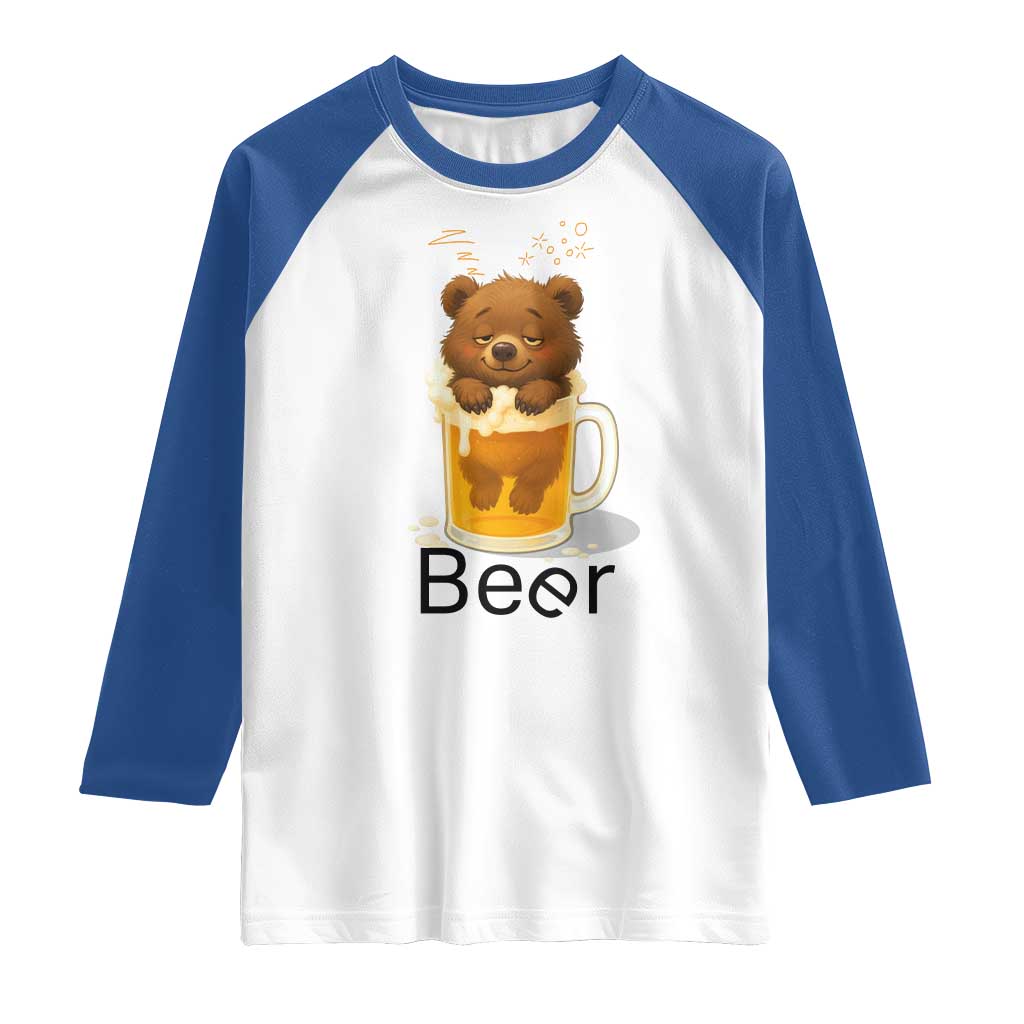 Funny Drinking Lover Raglan Shirt Bear In Beer Glass - Wonder Print Shop