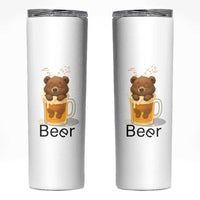 Funny Drinking Lover Skinny Tumbler Bear In Beer Glass