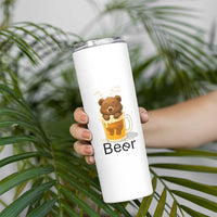 Funny Drinking Lover Skinny Tumbler Bear In Beer Glass