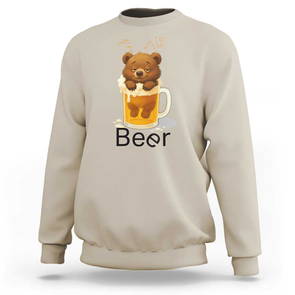 Funny Drinking Lover Sweatshirt Bear In Beer Glass - Wonder Print Shop