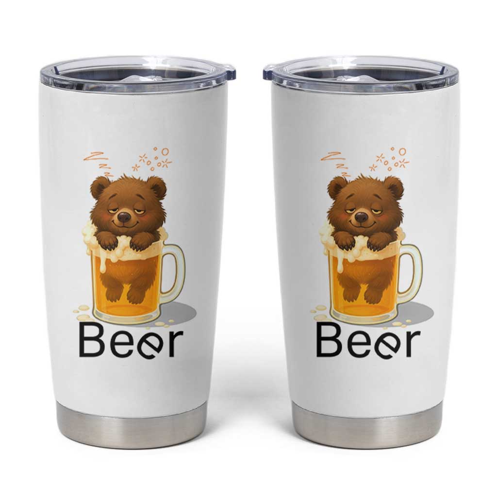 Funny Drinking Lover Tumbler Cup Bear In Beer Glass