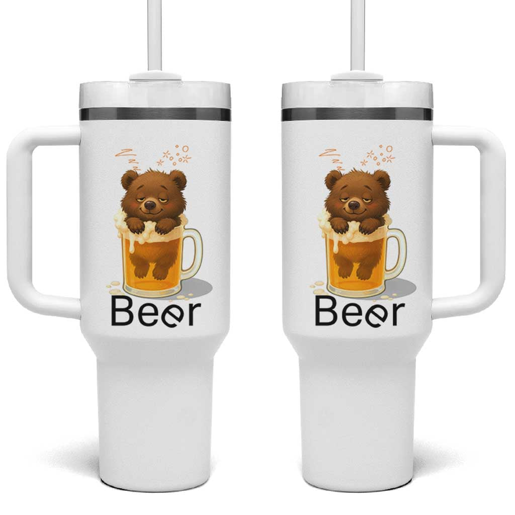 Funny Drinking Lover Tumbler With Handle Bear In Beer Glass
