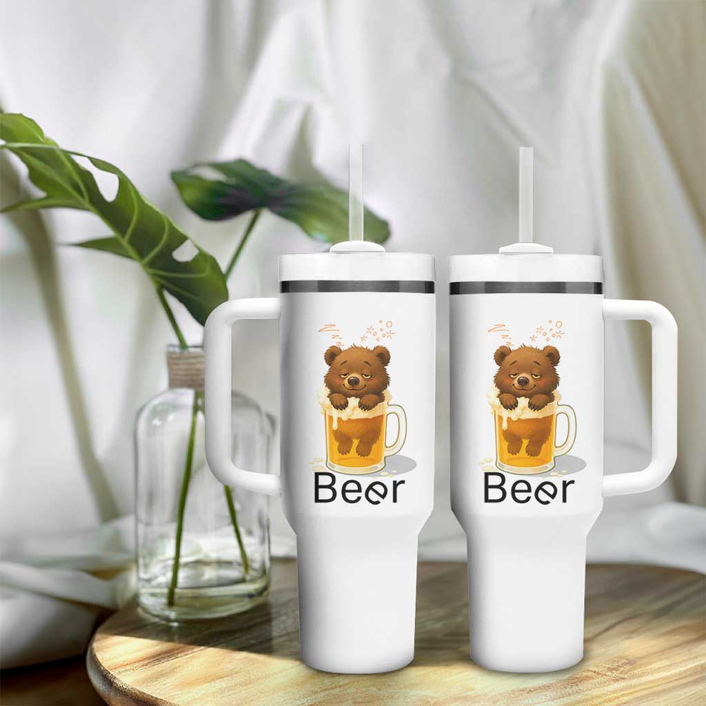 Funny Drinking Lover Tumbler With Handle Bear In Beer Glass