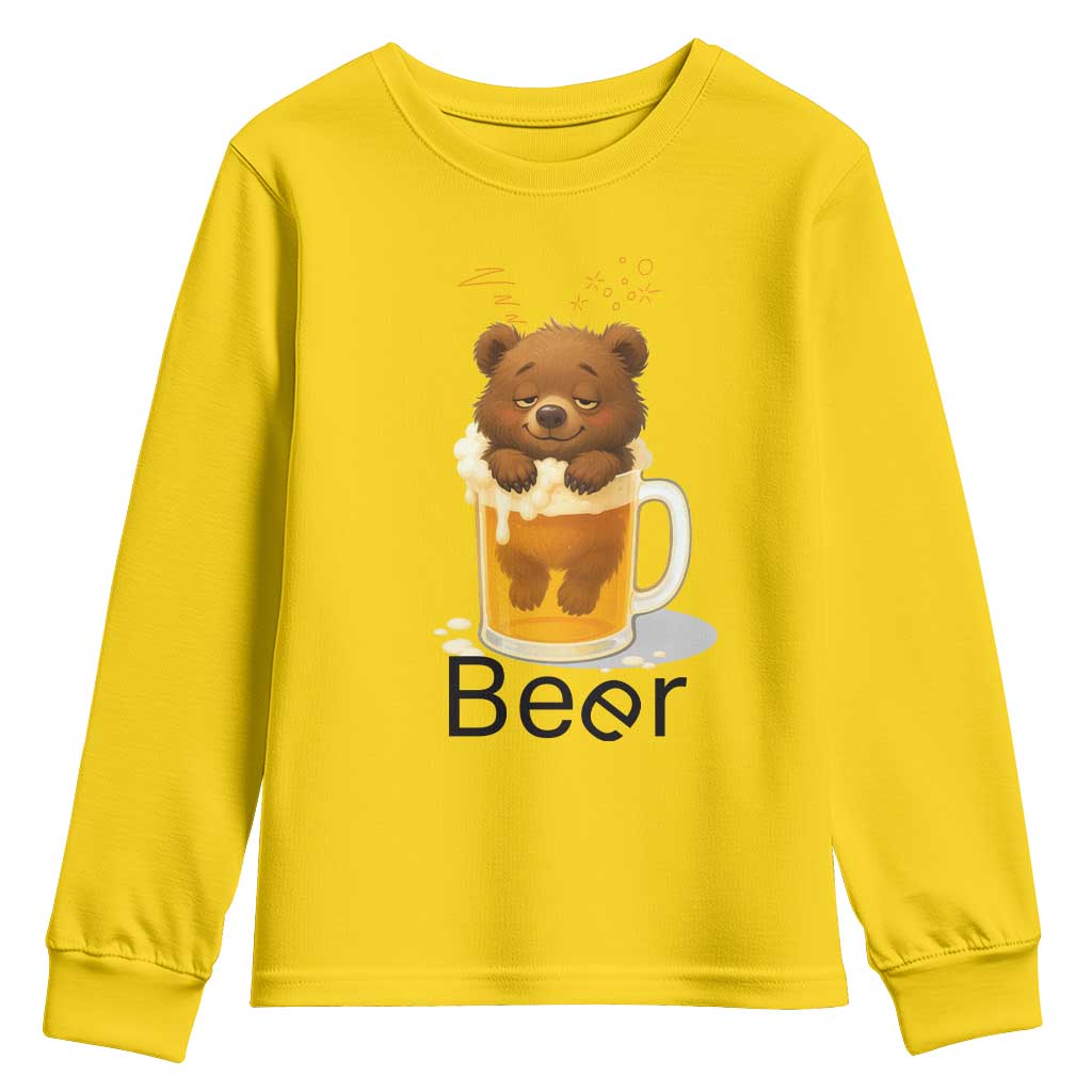 Funny Drinking Lover Youth Sweatshirt Bear In Beer Glass - Wonder Print Shop