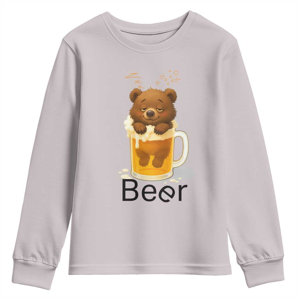 Funny Drinking Lover Youth Sweatshirt Bear In Beer Glass - Wonder Print Shop