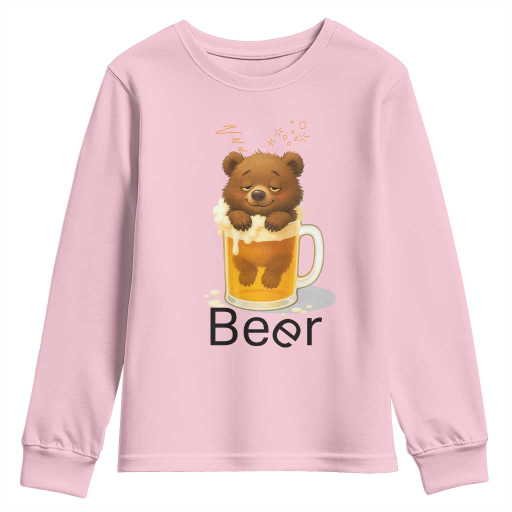 Funny Drinking Lover Youth Sweatshirt Bear In Beer Glass - Wonder Print Shop