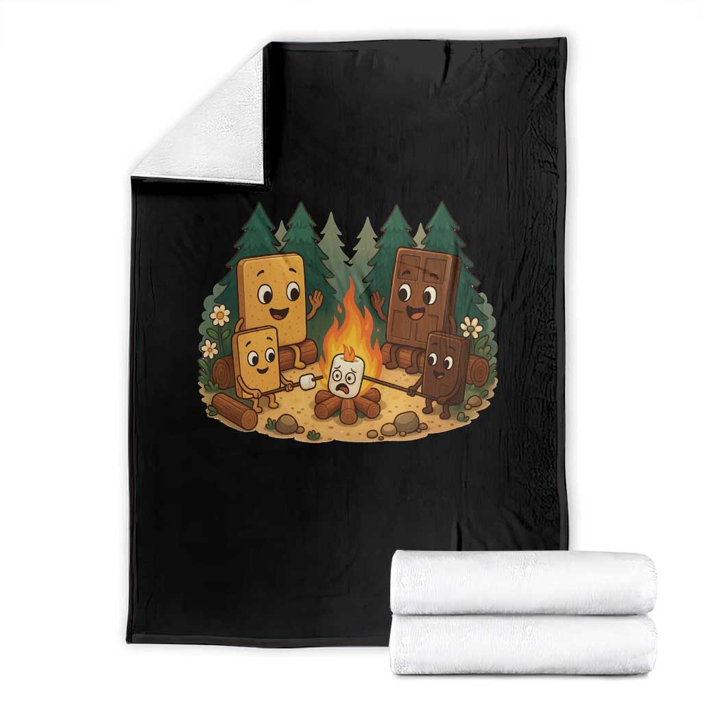 Funny Smores Camping Throw Blanket Marshmallow Chocolate Fire - Wonder Print Shop