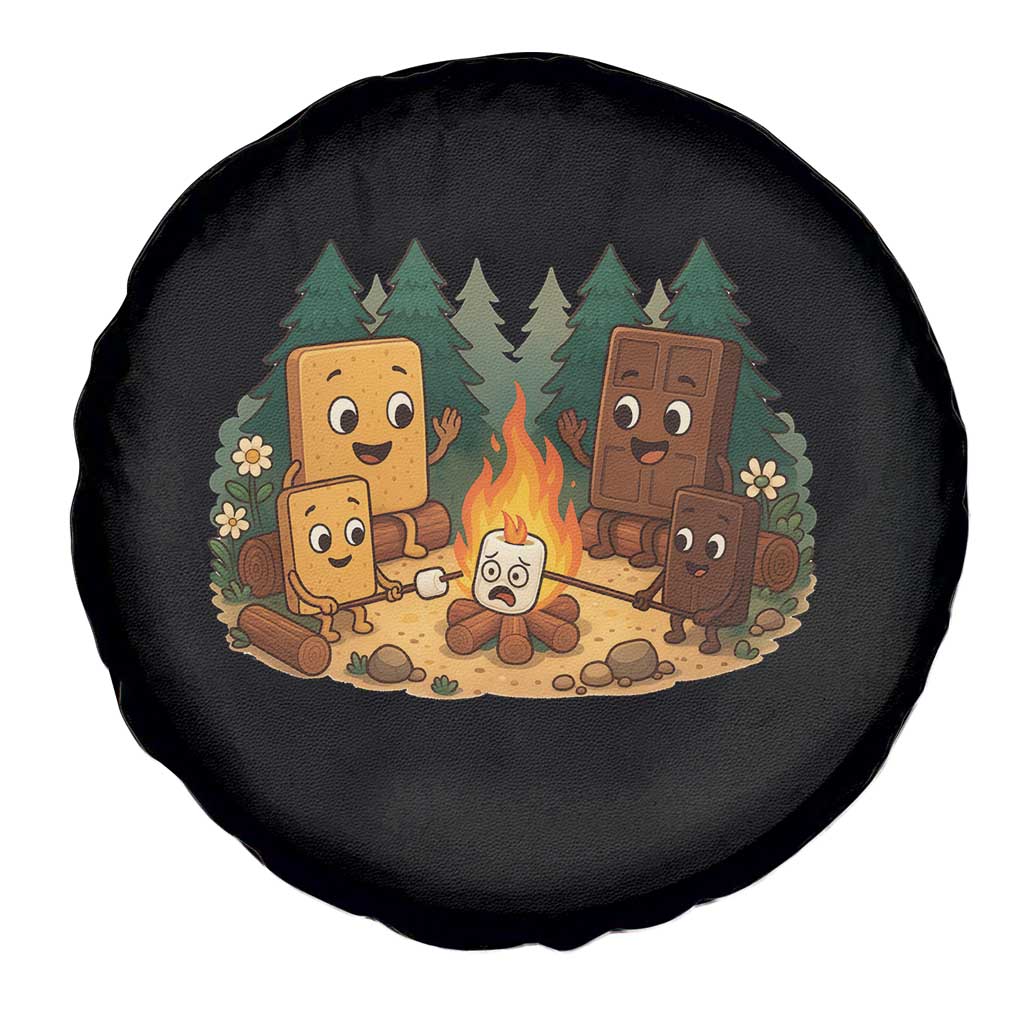 Funny Smores Camping Spare Tire Cover Marshmallow Chocolate Fire - Wonder Print Shop