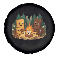 Funny Smores Camping Spare Tire Cover Marshmallow Chocolate Fire - Wonder Print Shop