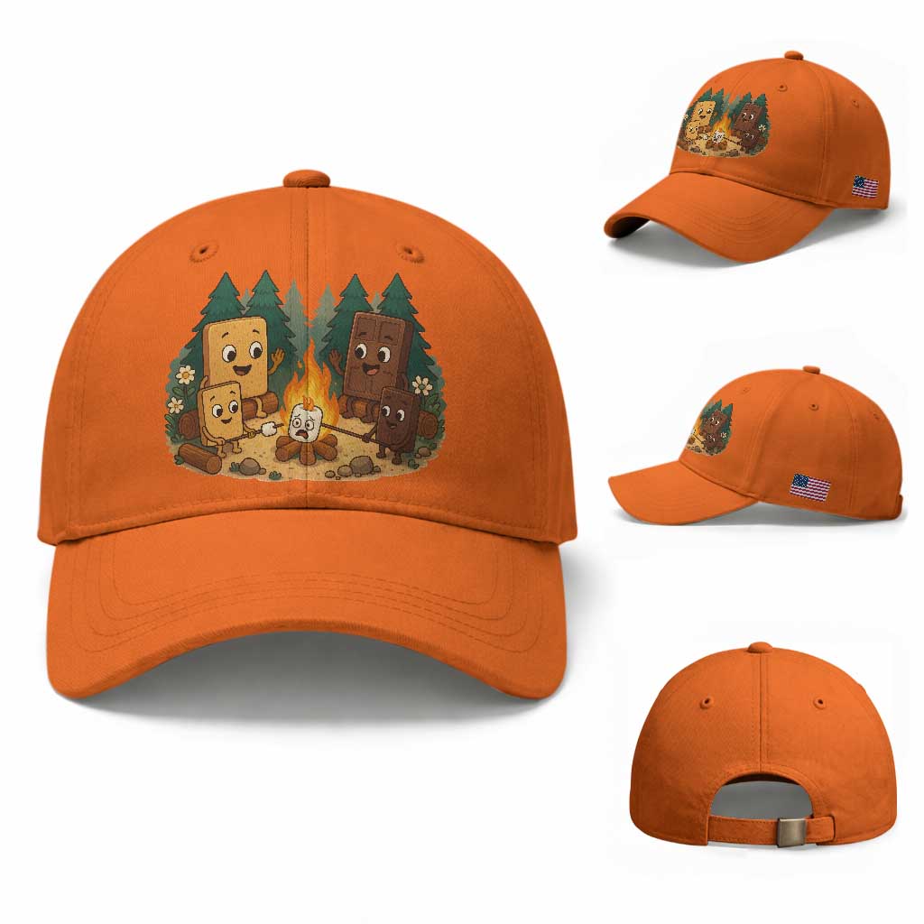 Funny Smores Camping Baseball Cap Marshmallow Chocolate Fire