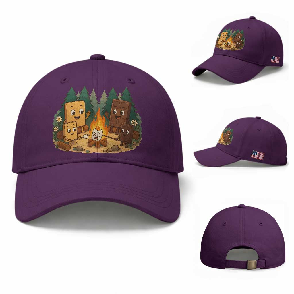 Funny Smores Camping Baseball Cap Marshmallow Chocolate Fire