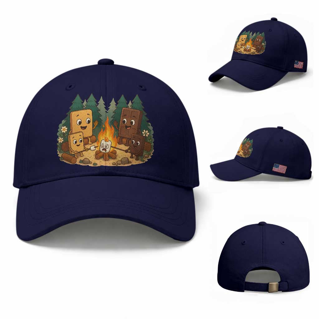 Funny Smores Camping Baseball Cap Marshmallow Chocolate Fire