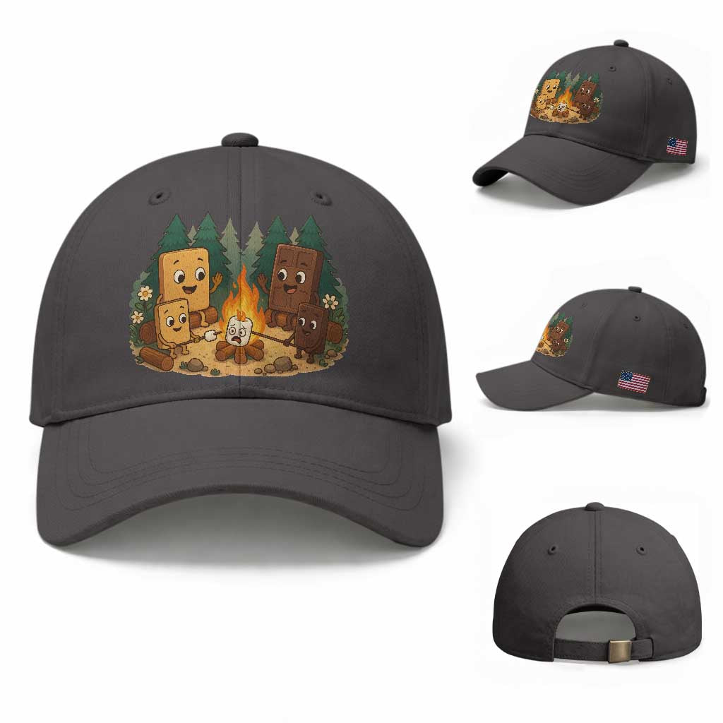 Funny Smores Camping Baseball Cap Marshmallow Chocolate Fire