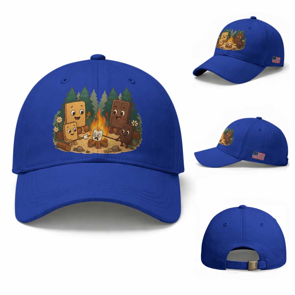 Funny Smores Camping Baseball Cap Marshmallow Chocolate Fire