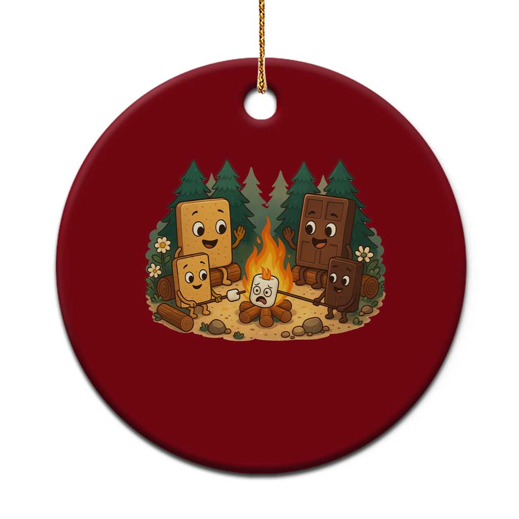 Funny Smores Camping Ceramic Ornament Marshmallow Chocolate Fire - Wonder Print Shop
