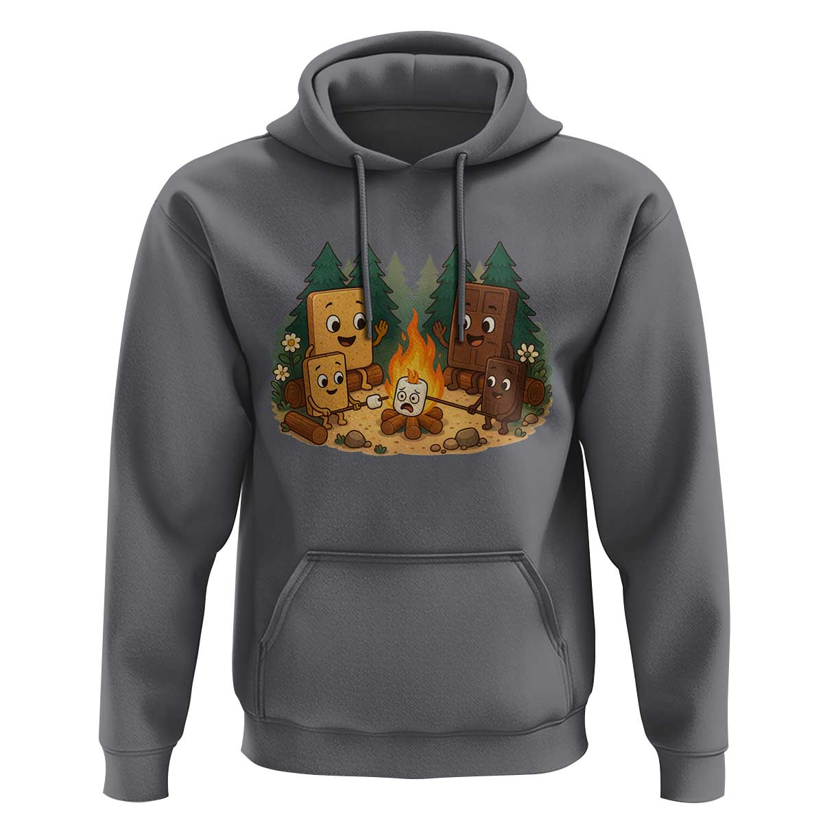 Funny Smores Camping Hoodie Marshmallow Chocolate Fire - Wonder Print Shop