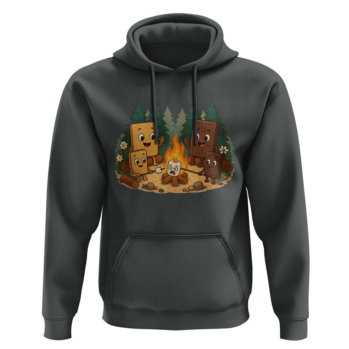 Funny Smores Camping Hoodie Marshmallow Chocolate Fire - Wonder Print Shop