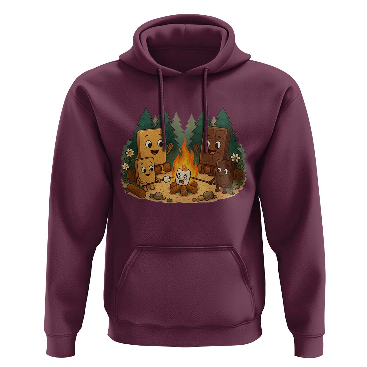 Funny Smores Camping Hoodie Marshmallow Chocolate Fire - Wonder Print Shop