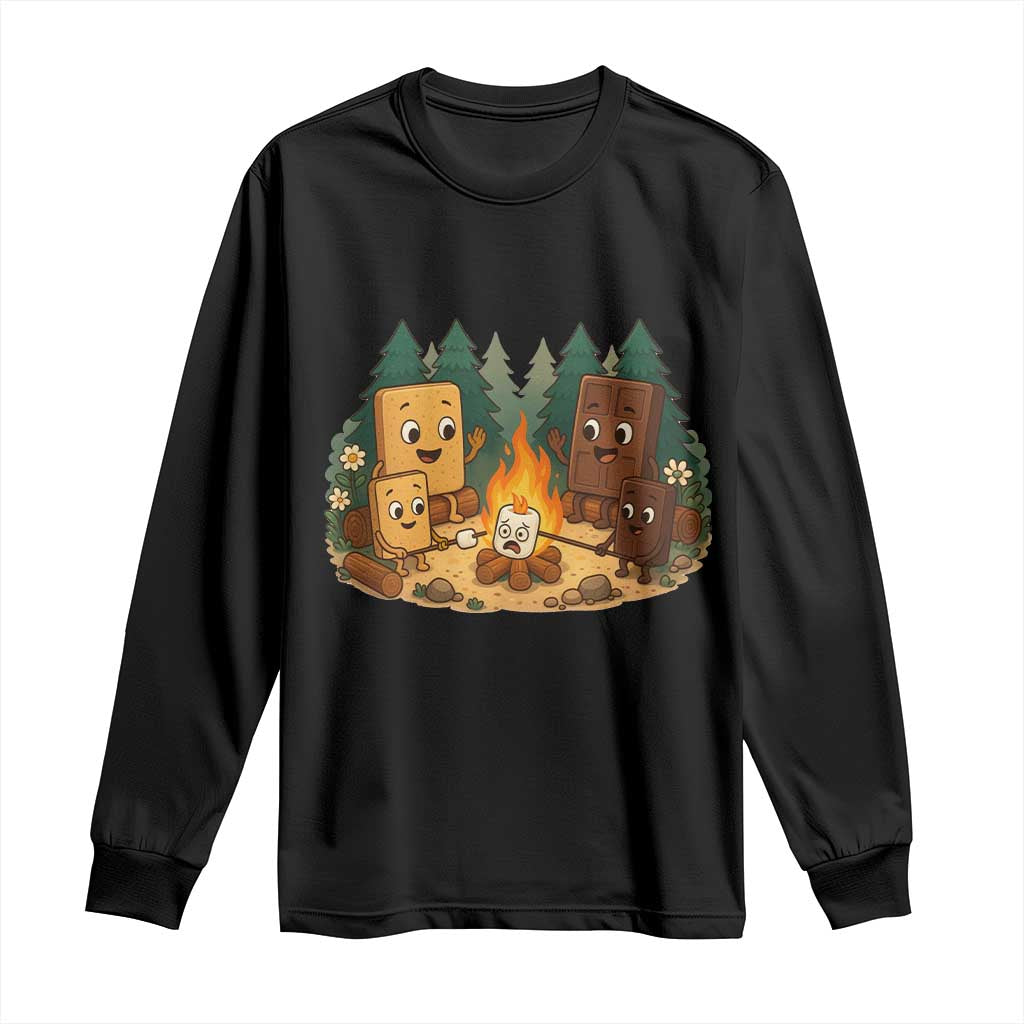 Funny Smores Camping Long Sleeve Shirt Marshmallow Chocolate Fire - Wonder Print Shop