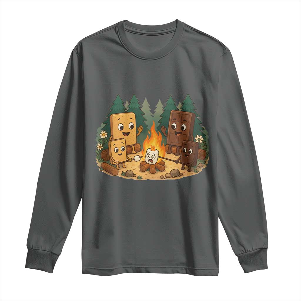 Funny Smores Camping Long Sleeve Shirt Marshmallow Chocolate Fire - Wonder Print Shop