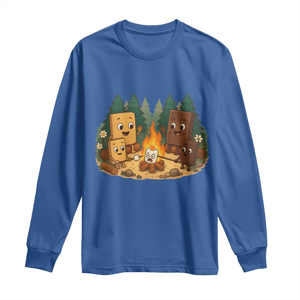 Funny Smores Camping Long Sleeve Shirt Marshmallow Chocolate Fire - Wonder Print Shop