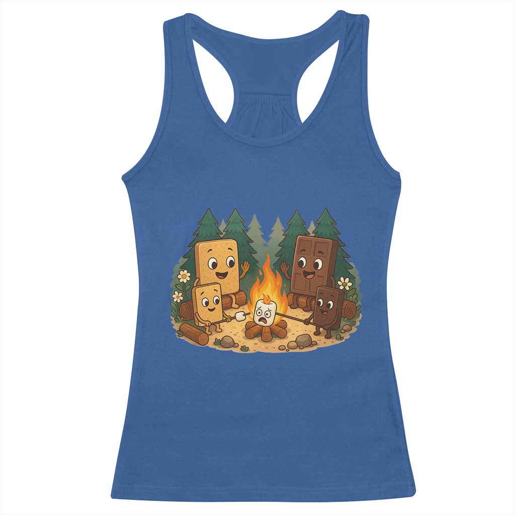 Funny Smores Camping Racerback Tank Top Marshmallow Chocolate Fire - Wonder Print Shop