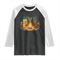 Funny Smores Camping Raglan Shirt Marshmallow Chocolate Fire - Wonder Print Shop