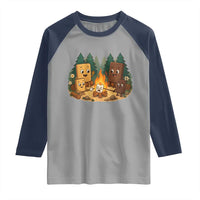 Funny Smores Camping Raglan Shirt Marshmallow Chocolate Fire - Wonder Print Shop